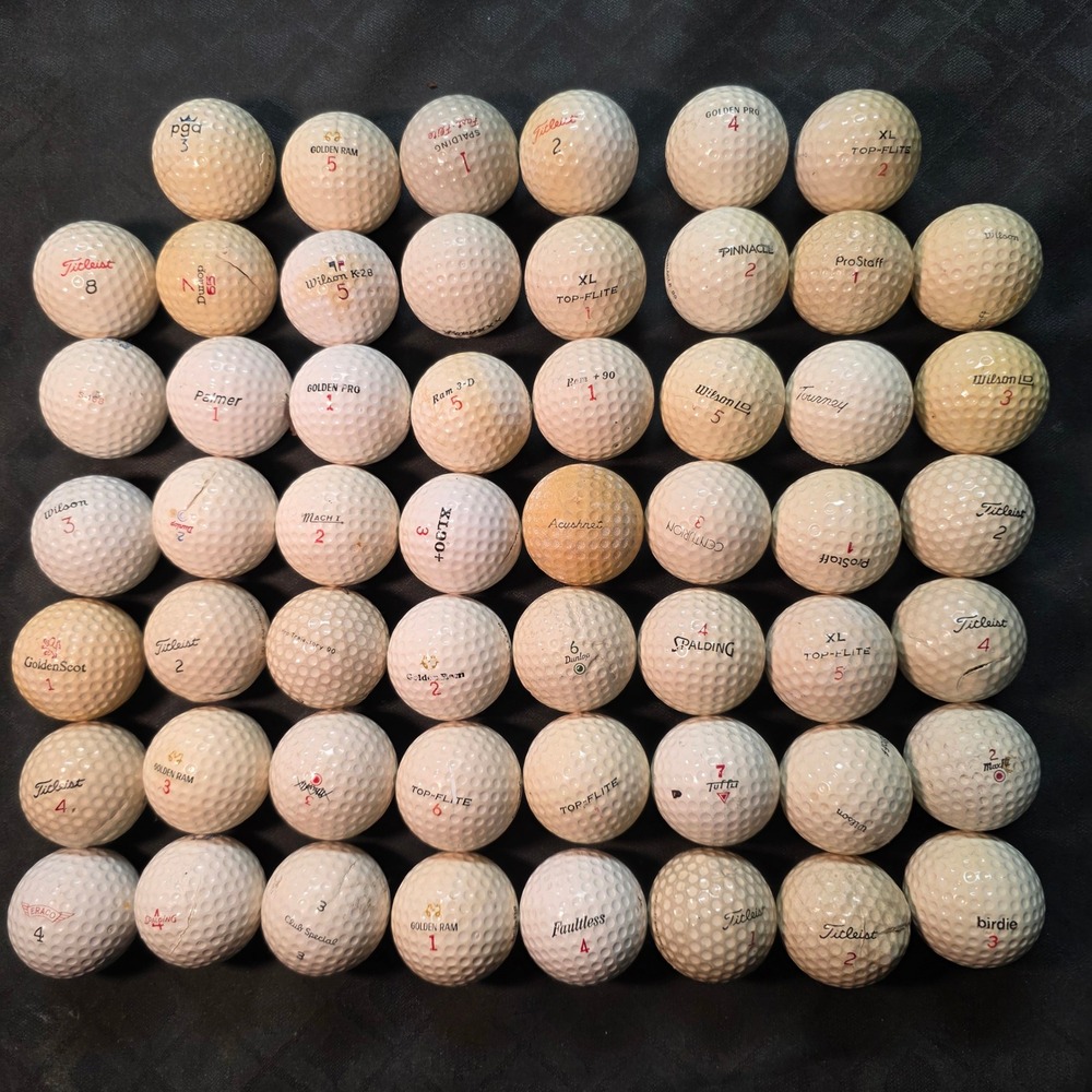 Vintage Golf Ball Lot 54 Balls 1960s-80s Titleist Ram Palmer Faultless Logo